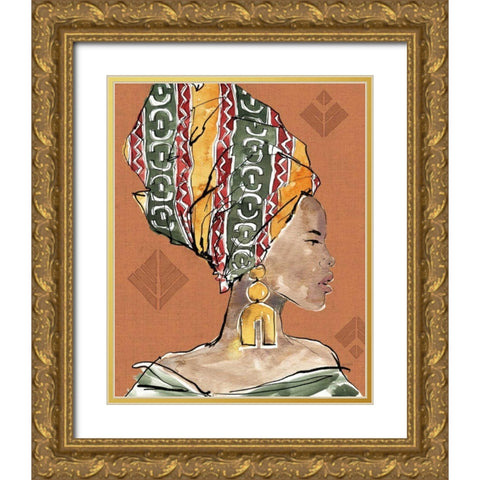 African Flair V Warm Gold Ornate Wood Framed Art Print with Double Matting by Tavoletti, Anne