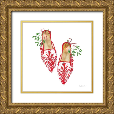 Christmas Eve Mules II Gold Ornate Wood Framed Art Print with Double Matting by Charro, Mercedes Lopez