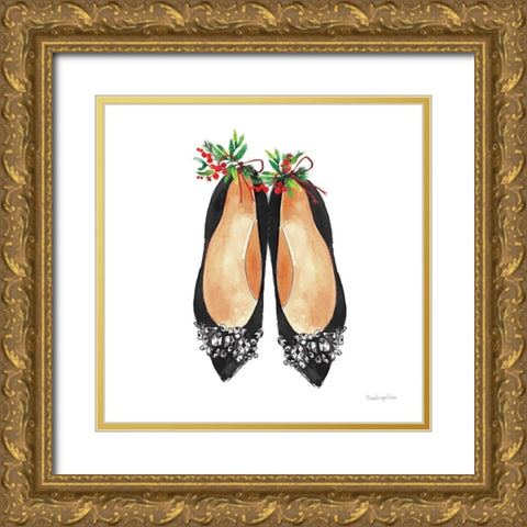 Christmas Shoes I Gold Ornate Wood Framed Art Print with Double Matting by Charro, Mercedes Lopez
