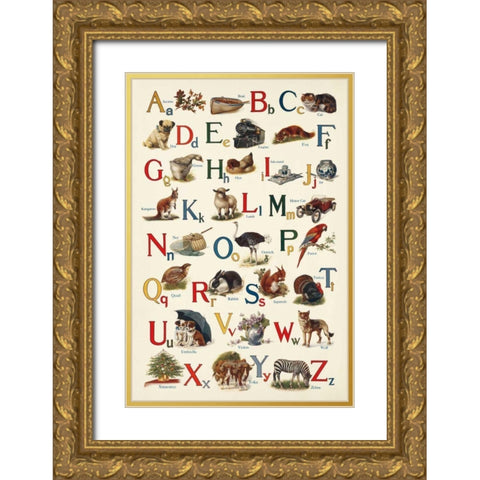 Schoolhouse Alphabet Gold Ornate Wood Framed Art Print with Double Matting by Wild Apple Portfolio