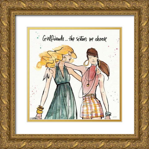 Girlfriends II Gold Ornate Wood Framed Art Print with Double Matting by Tavoletti, Anne