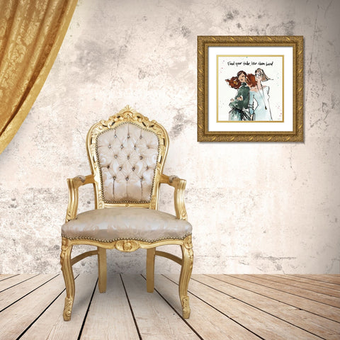 Girlfriends III Gold Ornate Wood Framed Art Print with Double Matting by Tavoletti, Anne