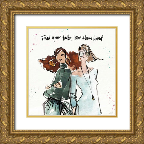 Girlfriends III Gold Ornate Wood Framed Art Print with Double Matting by Tavoletti, Anne