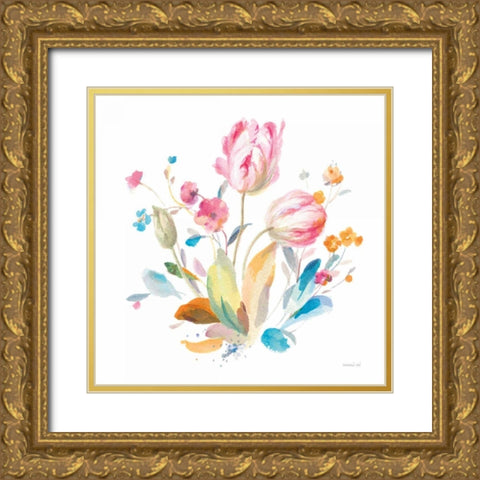 Spring Tulips I Gold Ornate Wood Framed Art Print with Double Matting by Nai, Danhui