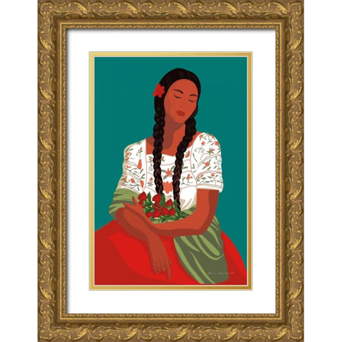 Mexican Woman I Gold Ornate Wood Framed Art Print with Double Matting by Escalante, Omar