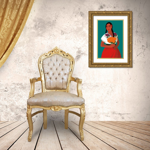 Mexican Woman II Gold Ornate Wood Framed Art Print with Double Matting by Escalante, Omar