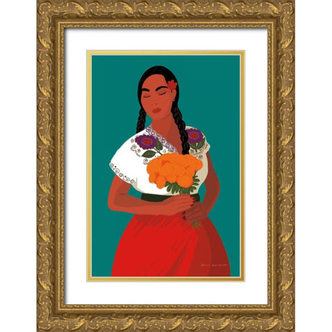 Mexican Woman II Gold Ornate Wood Framed Art Print with Double Matting by Escalante, Omar
