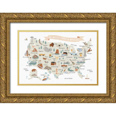 Around the World II Gold Ornate Wood Framed Art Print with Double Matting by Marshall, Laura