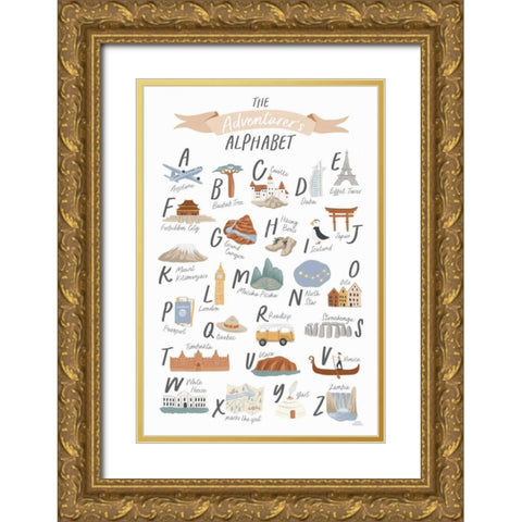 Around the World III Gold Ornate Wood Framed Art Print with Double Matting by Marshall, Laura