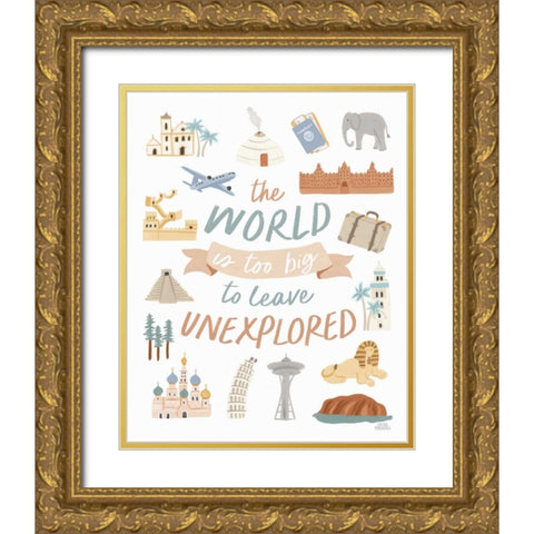 Around the World V Gold Ornate Wood Framed Art Print with Double Matting by Marshall, Laura