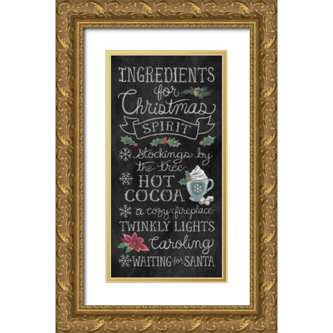 Christmas Chalk X Gold Ornate Wood Framed Art Print with Double Matting by Urban, Mary