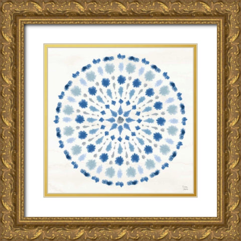 Indigo Splash II Gold Ornate Wood Framed Art Print with Double Matting by June, Dina
