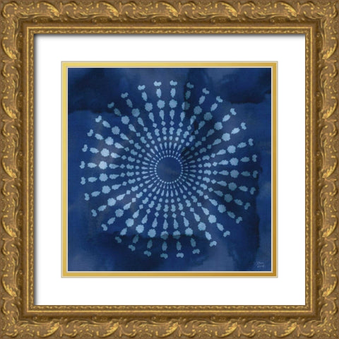 Indigo Splash V Gold Ornate Wood Framed Art Print with Double Matting by June, Dina