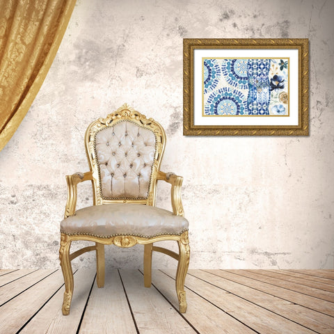 Indigo Splash VI Gold Ornate Wood Framed Art Print with Double Matting by June, Dina
