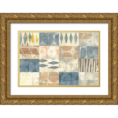 Neutral Blocks Gold Ornate Wood Framed Art Print with Double Matting by Prahl, Courtney