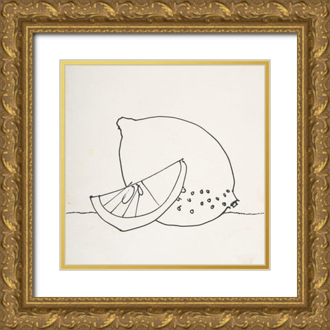 Lovely Lemons II Gold Ornate Wood Framed Art Print with Double Matting by Wild Apple Portfolio