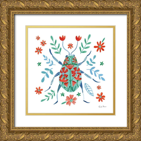 Folk Beetle II Gold Ornate Wood Framed Art Print with Double Matting by Zaman, Farida