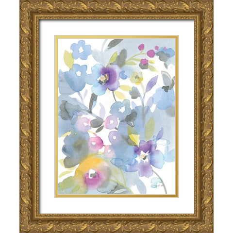 Bright Jewel Garden II Gold Ornate Wood Framed Art Print with Double Matting by Nai, Danhui