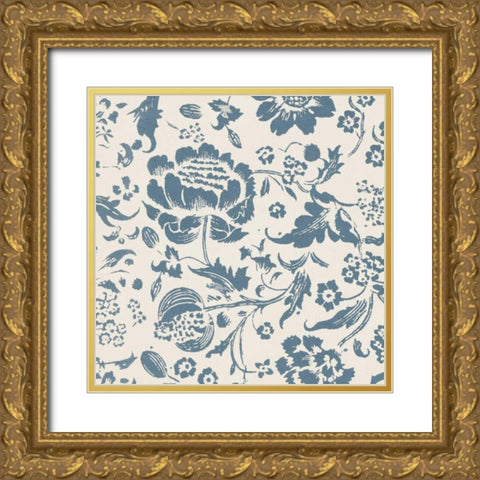 Floral Toile I Gold Ornate Wood Framed Art Print with Double Matting by Wild Apple Portfolio