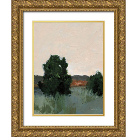 Desert Green Gold Ornate Wood Framed Art Print with Double Matting by Munger, Pamela