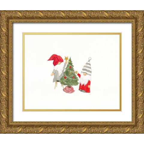Winter Gnomes IV Gold Ornate Wood Framed Art Print with Double Matting by Jackson, Jenaya