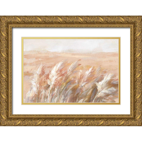 Terracotta Prairie Grasses Gold Ornate Wood Framed Art Print with Double Matting by Nai, Danhui