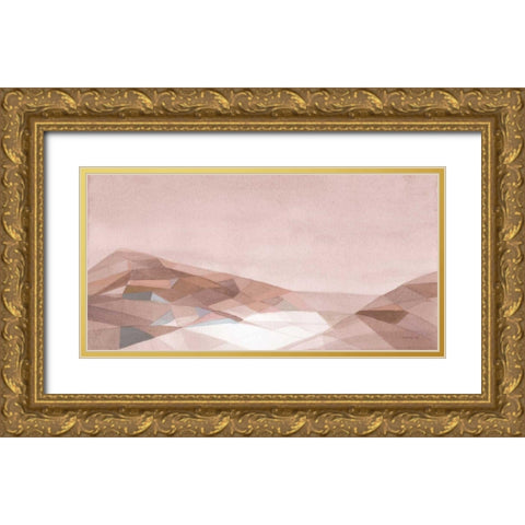 Warm Geometric Mountain Gold Ornate Wood Framed Art Print with Double Matting by Nai, Danhui