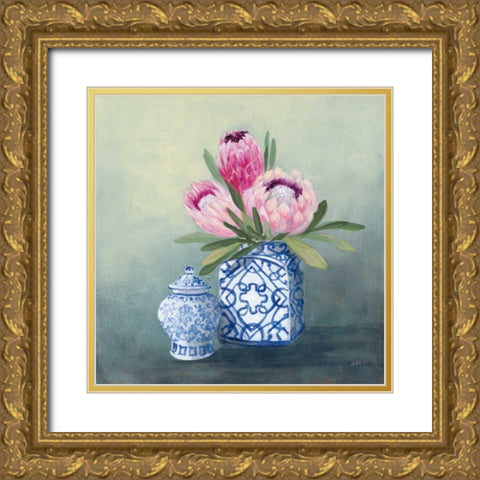 Protea Chinoiserie II Gold Ornate Wood Framed Art Print with Double Matting by Purinton, Julia