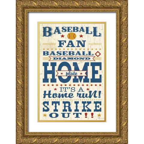 Sports Lovers II Red v2 Gold Ornate Wood Framed Art Print with Double Matting by Pela Studio