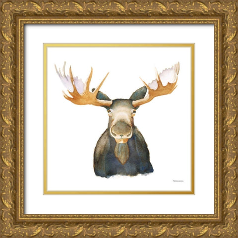 Moose Gold Ornate Wood Framed Art Print with Double Matting by Ferguson, Kathy