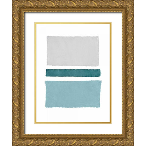 Painted Weaving V Blue Green Gold Ornate Wood Framed Art Print with Double Matting by Rhue, Piper