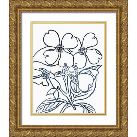 BW Blooms III Gold Ornate Wood Framed Art Print with Double Matting by Wild Apple Portfolio