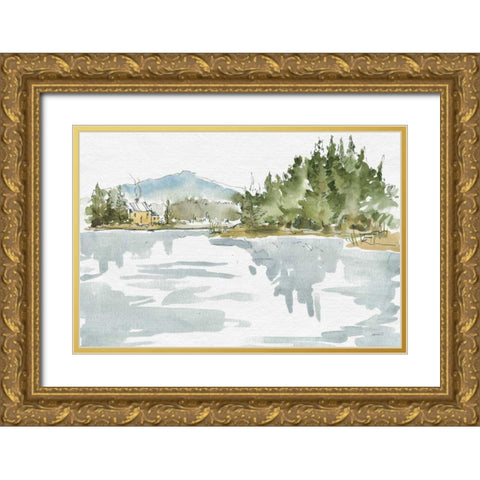 Serene Lake I Gold Ornate Wood Framed Art Print with Double Matting by Tavoletti, Anne