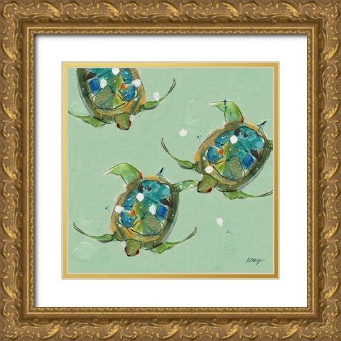 Sea Turtles Gold Ornate Wood Framed Art Print with Double Matting by Day, Kellie