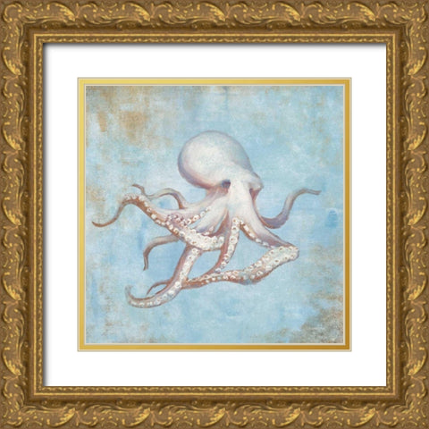 Treasures from the Sea V Watercolor Gold Ornate Wood Framed Art Print with Double Matting by Nai, Danhui