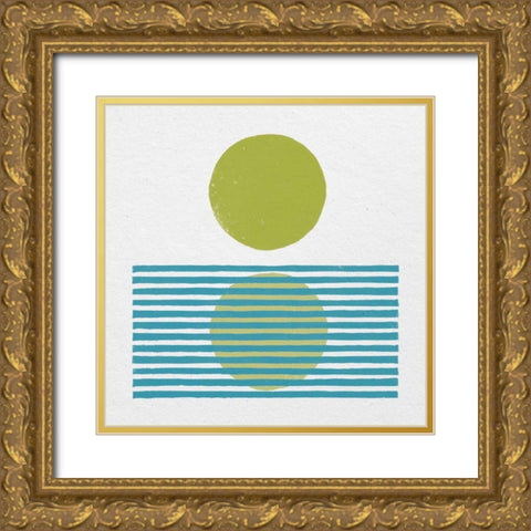 Reflection I Green Gold Ornate Wood Framed Art Print with Double Matting by Hershey, Moira