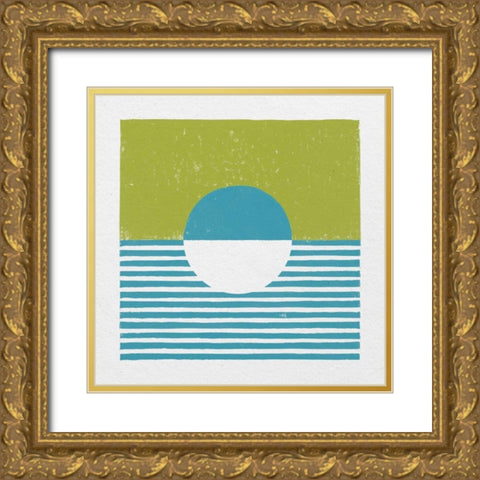 Reflection IV Green Gold Ornate Wood Framed Art Print with Double Matting by Hershey, Moira