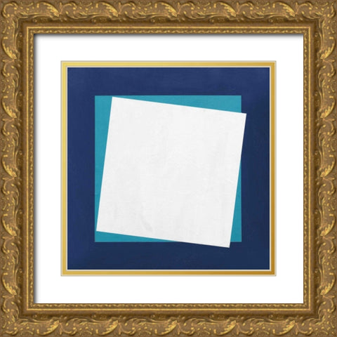 Geo Core Blue Gold Ornate Wood Framed Art Print with Double Matting by Tillmon, Avery