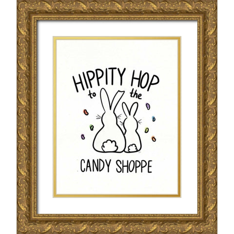 Funny Bunny III Gold Ornate Wood Framed Art Print with Double Matting by York, Leah