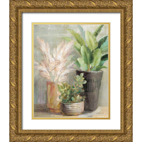 Indoor Garden III Gold Ornate Wood Framed Art Print with Double Matting by Nai, Danhui