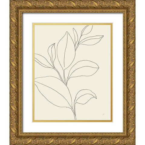Line Leaves II Oasis Gold Ornate Wood Framed Art Print with Double Matting by Panganiban, Karyn