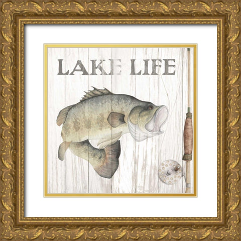 Lake Fishing II Gold Ornate Wood Framed Art Print with Double Matting by Wild Apple Portfolio
