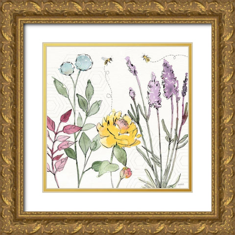 Honeybee Blossoms II Gold Ornate Wood Framed Art Print with Double Matting by Tavoletti, Anne