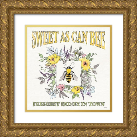 Honeybee Blossoms IV Gold Ornate Wood Framed Art Print with Double Matting by Tavoletti, Anne