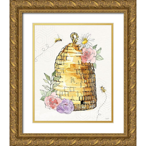Honeybee Blossoms VI Gold Ornate Wood Framed Art Print with Double Matting by Tavoletti, Anne