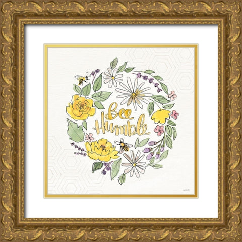 Honeybee Blossoms X Gold Ornate Wood Framed Art Print with Double Matting by Tavoletti, Anne