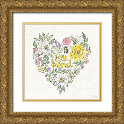 Honeybee Blossoms XI Gold Ornate Wood Framed Art Print with Double Matting by Tavoletti, Anne