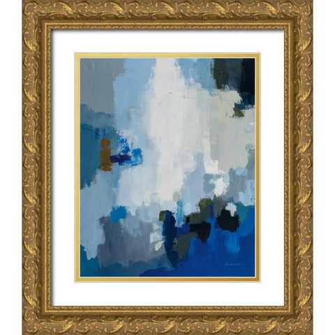 Blue Cascade Gold Ornate Wood Framed Art Print with Double Matting by Munger, Pamela