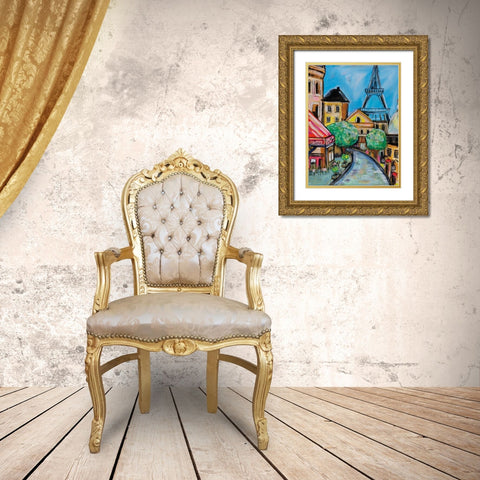 Paris Evening II Gold Ornate Wood Framed Art Print with Double Matting by Vertentes, Jeanette