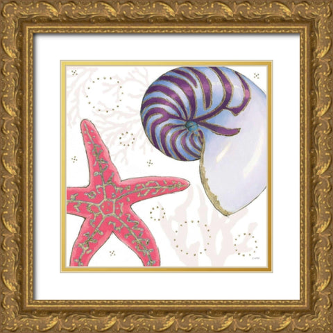 Shimmering Shells II Gold Ornate Wood Framed Art Print with Double Matting by Wiens, James